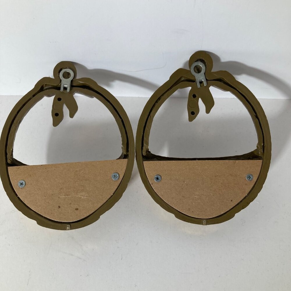 Pair of Vintage Burwood1988 Basket Wall‎ Pockets Gold 4 x 5" Plastic - Picture 2 of 6